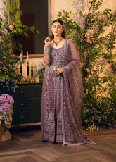 HemStitch Festive Embroidered Net 3 Piece Unstitched Suit HS24FE D-04 MOONLIGHT